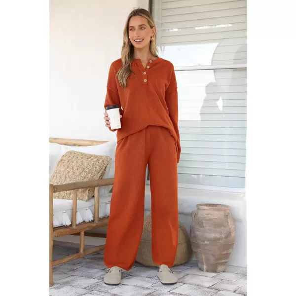 imagePRETTYGARDEN Womens 2 Piece Tracksuit Outfits 2024 Fall Knit Sweater And Wide Leg Pants Sweatsuit Lounge SetsCaramel