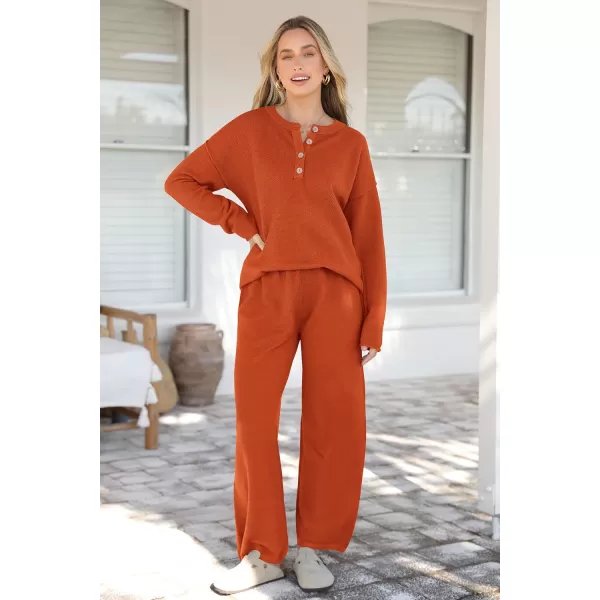 imagePRETTYGARDEN Womens 2 Piece Tracksuit Outfits 2024 Fall Knit Sweater And Wide Leg Pants Sweatsuit Lounge SetsCaramel