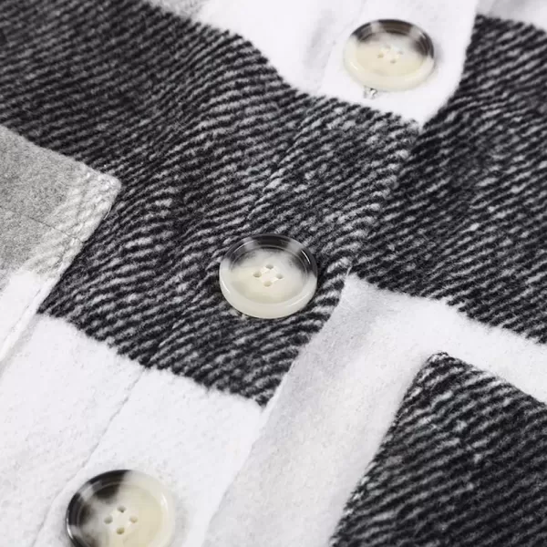 imagePRETTYGARDEN Womens 2023 Fall Clothes Plaid Shacket Jacket Long Sleeve Button Down Flannel Shirts Fashion BlouseLight Grey