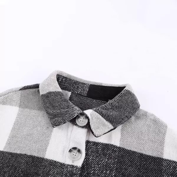 imagePRETTYGARDEN Womens 2023 Fall Clothes Plaid Shacket Jacket Long Sleeve Button Down Flannel Shirts Fashion BlouseLight Grey