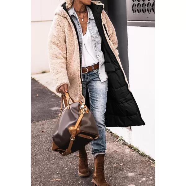 imagePRETTYGARDEN Womens 2023 Fall Fashion Coats Casual Loose Fleece Long Hooded Jackets OuterwearBlack