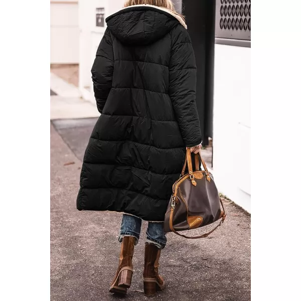 imagePRETTYGARDEN Womens 2023 Fall Fashion Coats Casual Loose Fleece Long Hooded Jackets OuterwearBlack