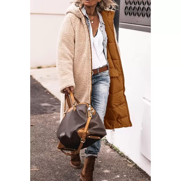 imagePRETTYGARDEN Womens 2023 Fall Fashion Coats Casual Loose Fleece Long Hooded Jackets OuterwearBrown