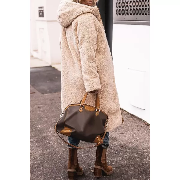 imagePRETTYGARDEN Womens 2023 Fall Fashion Coats Casual Loose Fleece Long Hooded Jackets OuterwearBrown