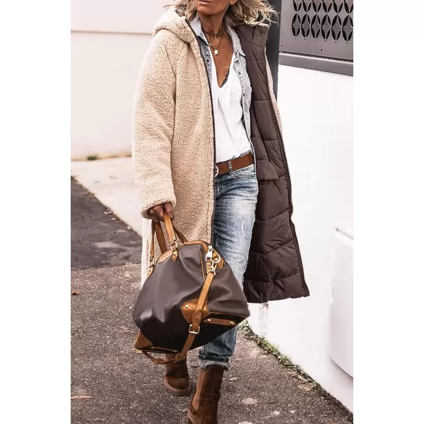 imagePRETTYGARDEN Womens 2023 Fall Fashion Coats Casual Loose Fleece Long Hooded Jackets OuterwearDark Coffee
