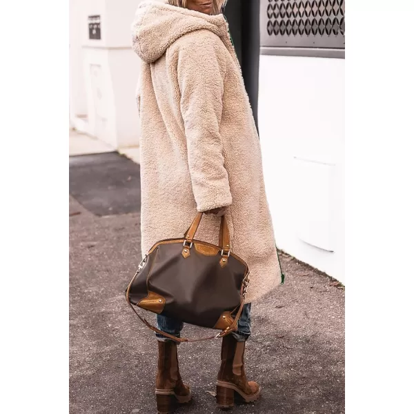 imagePRETTYGARDEN Womens 2023 Fall Fashion Coats Casual Loose Fleece Long Hooded Jackets OuterwearDark Green