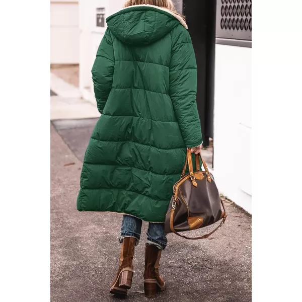 imagePRETTYGARDEN Womens 2023 Fall Fashion Coats Casual Loose Fleece Long Hooded Jackets OuterwearDark Green