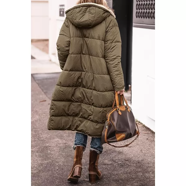 imagePRETTYGARDEN Womens 2023 Fall Fashion Coats Casual Loose Fleece Long Hooded Jackets OuterwearLight Army Green