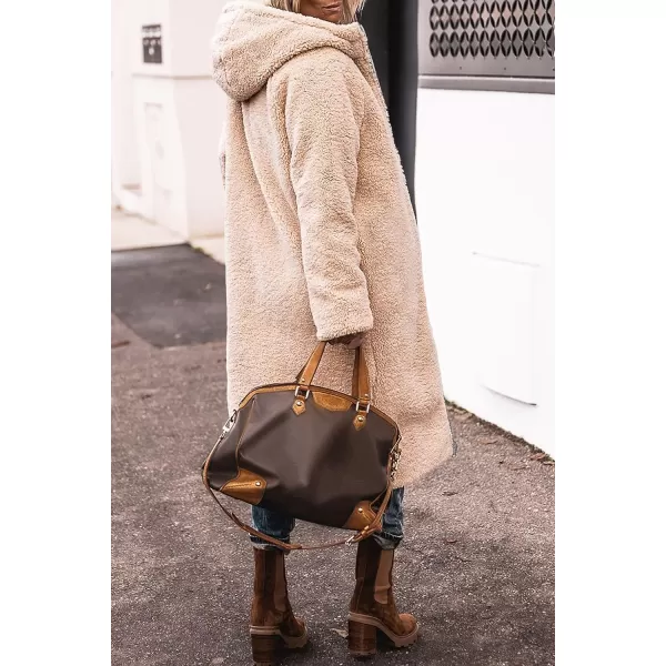 imagePRETTYGARDEN Womens 2023 Fall Fashion Coats Casual Loose Fleece Long Hooded Jackets OuterwearLight Grey