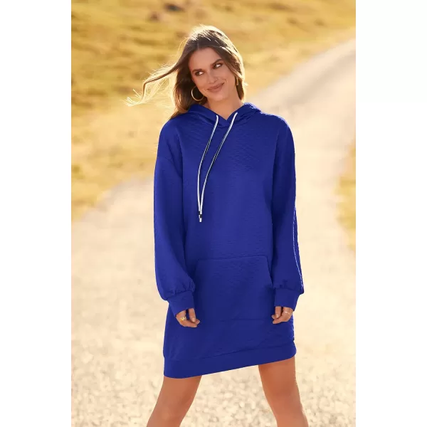 imagePRETTYGARDEN Womens 2023 Fall Fashion Quilted Hooded Sweatshirts Casual Long Sleeve Pullover Hoodie DressBright Blue