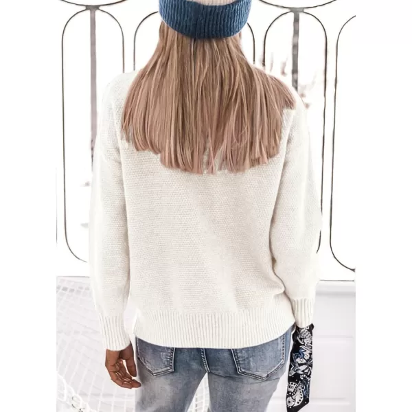 imagePRETTYGARDEN Womens 2023 Fall Knit Pullover Sweaters Long Sleeve Turtleneck Fringe Jumper Tops BlouseBeige