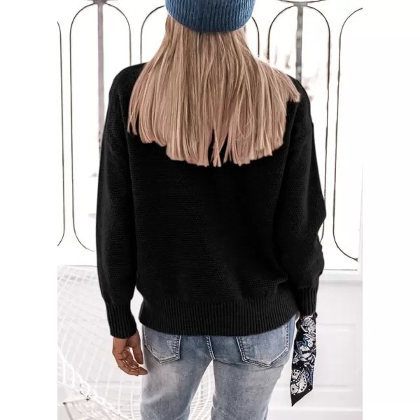 imagePRETTYGARDEN Womens 2023 Fall Knit Pullover Sweaters Long Sleeve Turtleneck Fringe Jumper Tops BlouseBlack