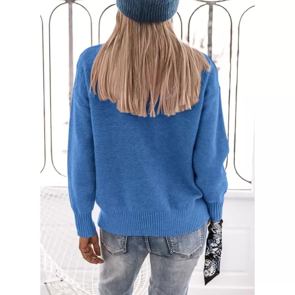 imagePRETTYGARDEN Womens 2023 Fall Knit Pullover Sweaters Long Sleeve Turtleneck Fringe Jumper Tops BlouseBlue