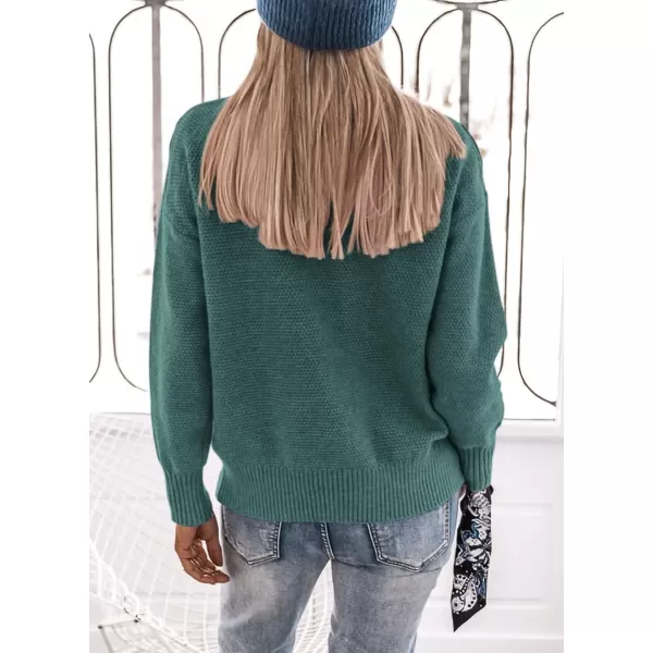 imagePRETTYGARDEN Womens 2023 Fall Knit Pullover Sweaters Long Sleeve Turtleneck Fringe Jumper Tops BlouseGreen