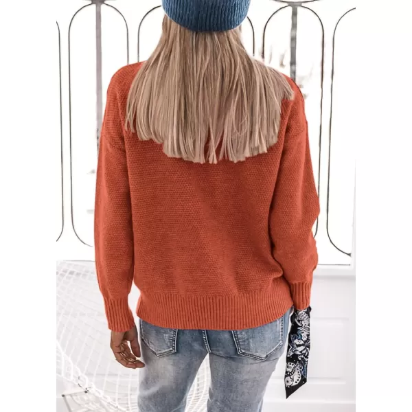 imagePRETTYGARDEN Womens 2023 Fall Knit Pullover Sweaters Long Sleeve Turtleneck Fringe Jumper Tops BlouseOrange