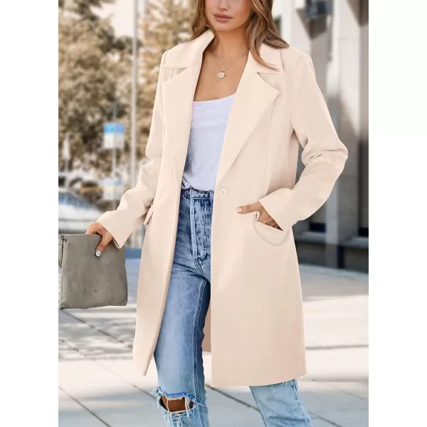 imagePRETTYGARDEN Womens 2023 Fall Long Blazer Jackets Long Sleeve Lapel Pockets Loose Fit Work Casual Blazers OuterwearBeige