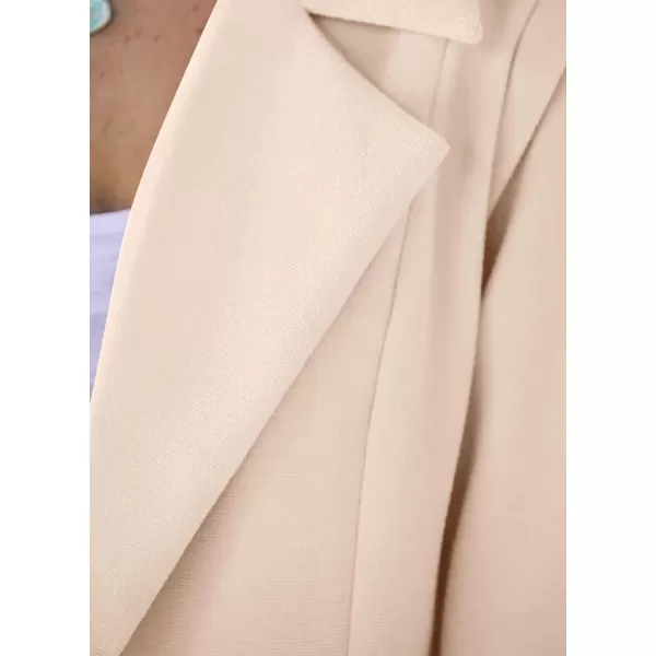 imagePRETTYGARDEN Womens 2023 Fall Long Blazer Jackets Long Sleeve Lapel Pockets Loose Fit Work Casual Blazers OuterwearBeige