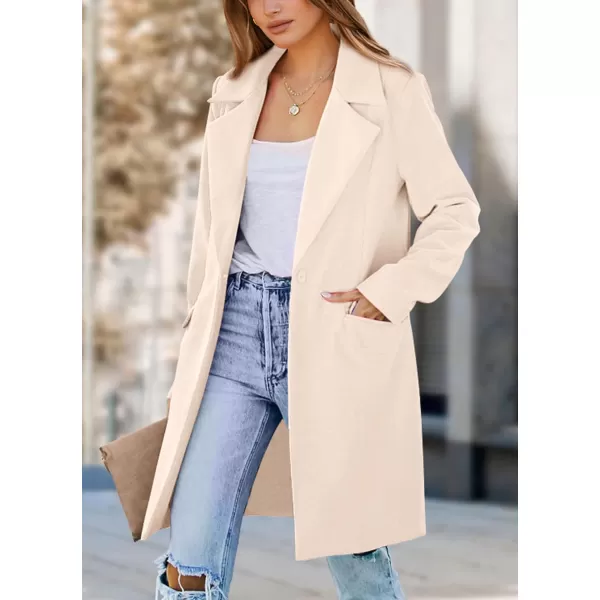 imagePRETTYGARDEN Womens 2023 Fall Long Blazer Jackets Long Sleeve Lapel Pockets Loose Fit Work Casual Blazers OuterwearBeige