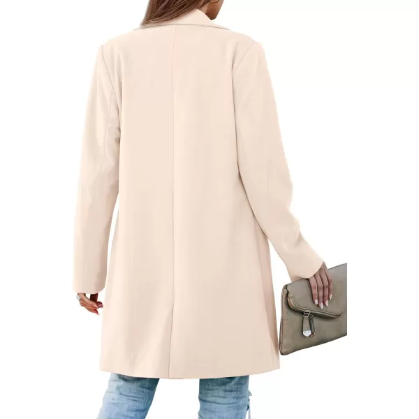 imagePRETTYGARDEN Womens 2023 Fall Long Blazer Jackets Long Sleeve Lapel Pockets Loose Fit Work Casual Blazers OuterwearBeige