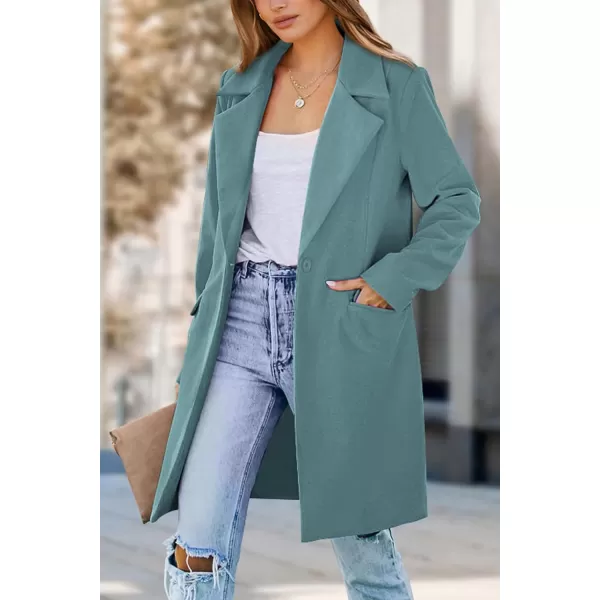 imagePRETTYGARDEN Womens 2023 Fall Long Blazer Jackets Long Sleeve Lapel Pockets Loose Fit Work Casual Blazers OuterwearBlue Green