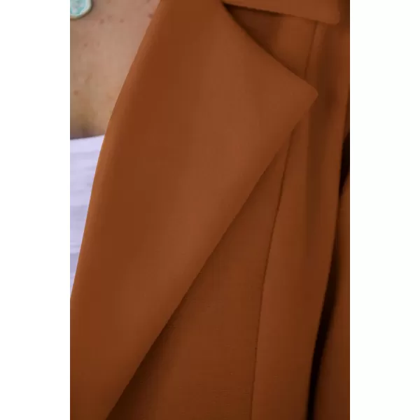 imagePRETTYGARDEN Womens 2023 Fall Long Blazer Jackets Long Sleeve Lapel Pockets Loose Fit Work Casual Blazers OuterwearBrown