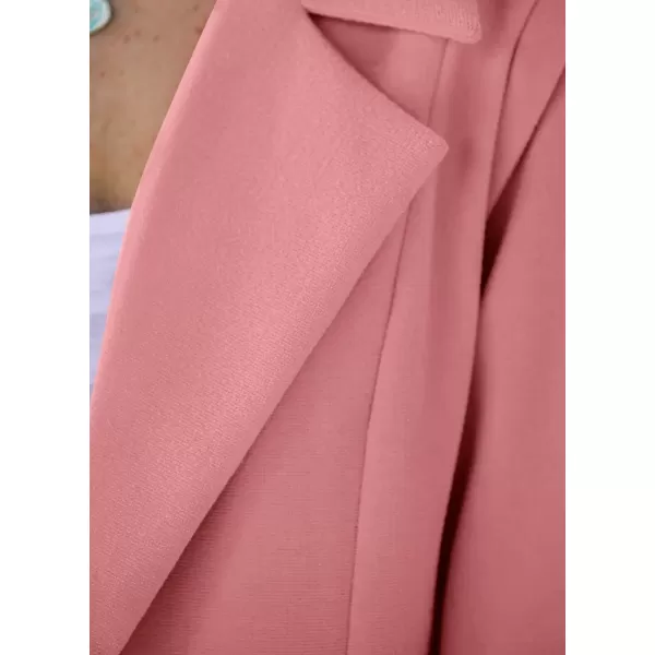 imagePRETTYGARDEN Womens 2023 Fall Long Blazer Jackets Long Sleeve Lapel Pockets Loose Fit Work Casual Blazers OuterwearDusty Pink