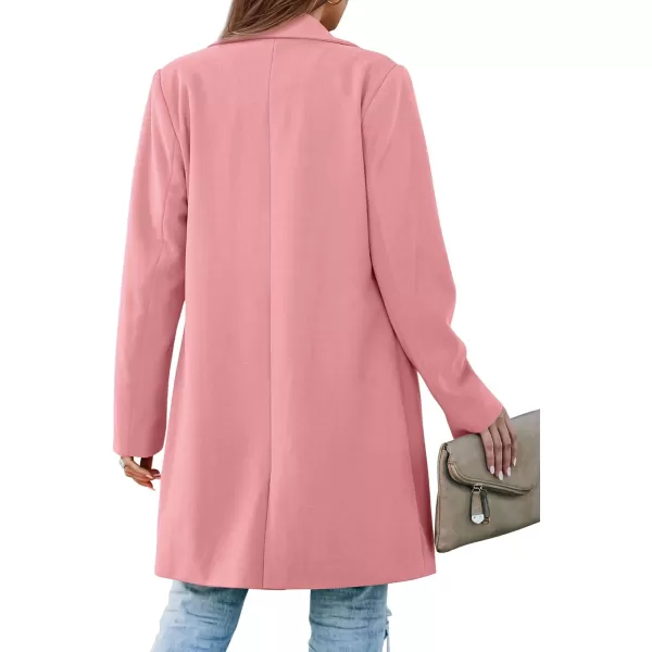 imagePRETTYGARDEN Womens 2023 Fall Long Blazer Jackets Long Sleeve Lapel Pockets Loose Fit Work Casual Blazers OuterwearDusty Pink