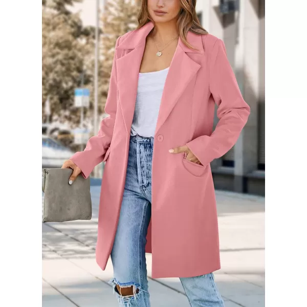 imagePRETTYGARDEN Womens 2023 Fall Long Blazer Jackets Long Sleeve Lapel Pockets Loose Fit Work Casual Blazers OuterwearDusty Pink