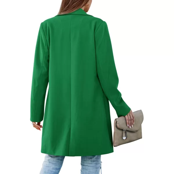imagePRETTYGARDEN Womens 2023 Fall Long Blazer Jackets Long Sleeve Lapel Pockets Loose Fit Work Casual Blazers OuterwearGreen