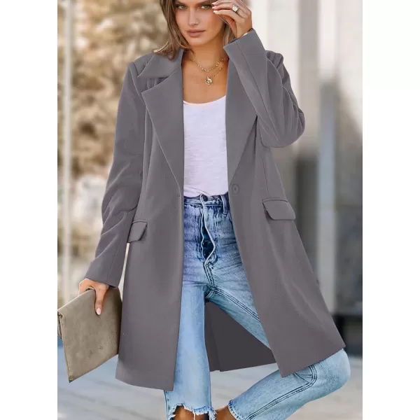 imagePRETTYGARDEN Womens 2023 Fall Long Blazer Jackets Long Sleeve Lapel Pockets Loose Fit Work Casual Blazers OuterwearGrey