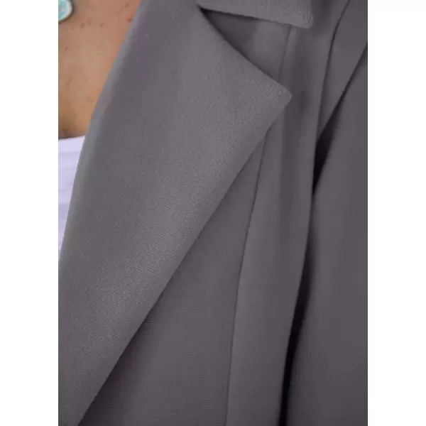imagePRETTYGARDEN Womens 2023 Fall Long Blazer Jackets Long Sleeve Lapel Pockets Loose Fit Work Casual Blazers OuterwearGrey