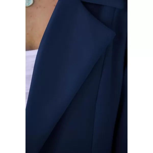 imagePRETTYGARDEN Womens 2023 Fall Long Blazer Jackets Long Sleeve Lapel Pockets Loose Fit Work Casual Blazers OuterwearNavy