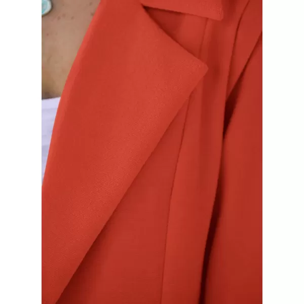 imagePRETTYGARDEN Womens 2023 Fall Long Blazer Jackets Long Sleeve Lapel Pockets Loose Fit Work Casual Blazers OuterwearOrange Red