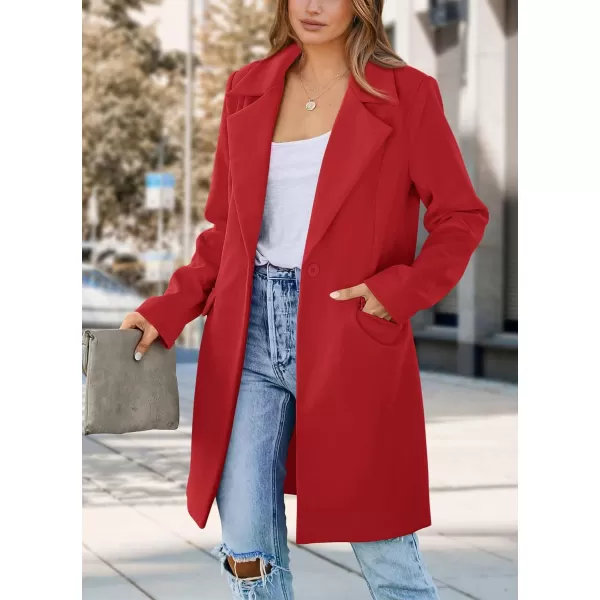 imagePRETTYGARDEN Womens 2023 Fall Long Blazer Jackets Long Sleeve Lapel Pockets Loose Fit Work Casual Blazers OuterwearRed