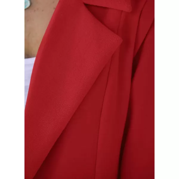 imagePRETTYGARDEN Womens 2023 Fall Long Blazer Jackets Long Sleeve Lapel Pockets Loose Fit Work Casual Blazers OuterwearRed