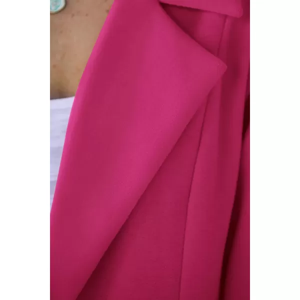 imagePRETTYGARDEN Womens 2023 Fall Long Blazer Jackets Long Sleeve Lapel Pockets Loose Fit Work Casual Blazers OuterwearRose Red