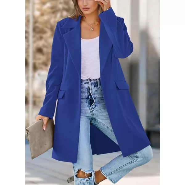 imagePRETTYGARDEN Womens 2023 Fall Long Blazer Jackets Long Sleeve Lapel Pockets Loose Fit Work Casual Blazers OuterwearRoyal Blue