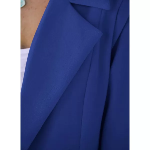 imagePRETTYGARDEN Womens 2023 Fall Long Blazer Jackets Long Sleeve Lapel Pockets Loose Fit Work Casual Blazers OuterwearRoyal Blue