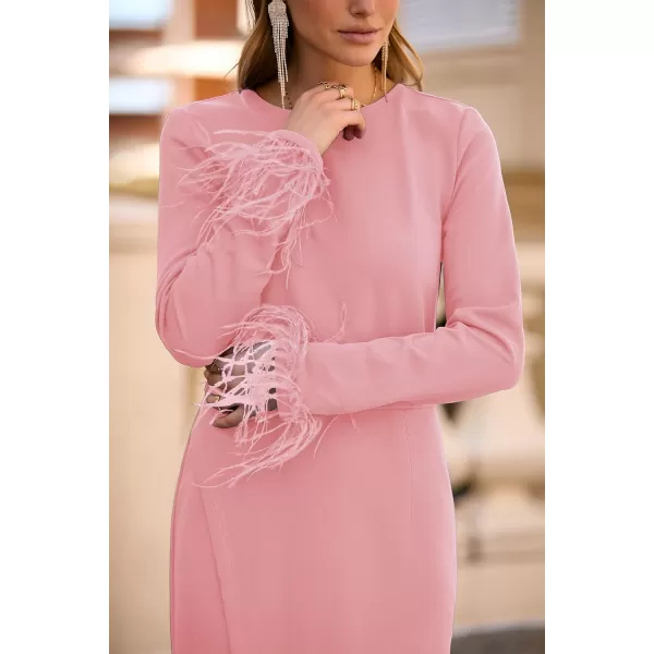 imagePRETTYGARDEN Womens 2023 Fall Long Sleeve Dress Formal Midi Bodycon Wrap Slit Feather Elegant Wedding Guest Cocktail DressesPRETTYGARDEN Womens 2023 Fall Long Sleeve Dress Formal Midi Bodycon Wrap Slit Feather Elegant Wedding Guest Cocktail Dresses