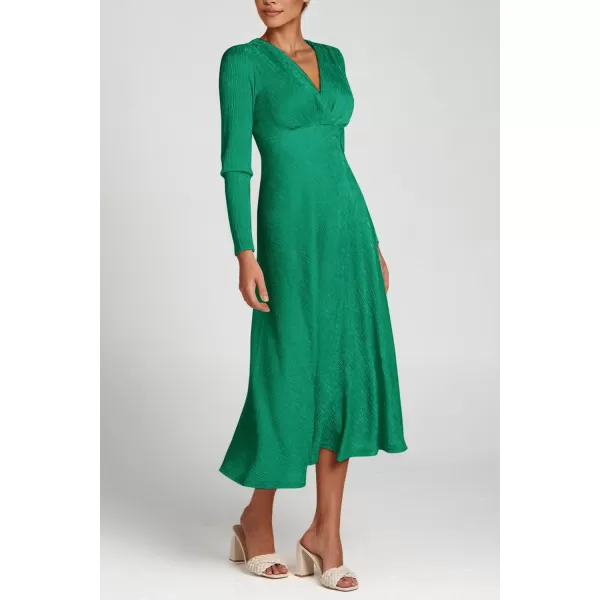 imagePRETTYGARDEN Womens 2023 Fall Midi Dress Casual Long Sleeve V Neck Cocktail Party A Line Flowy DressesGreen