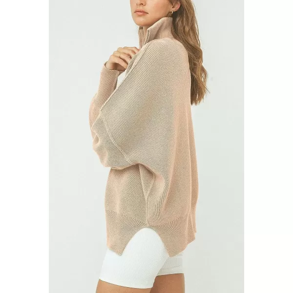imagePRETTYGARDEN Womens 2023 Fall Pullover Oversized Sweaters Casual Long Sleeve Zip Up Collared Winter Tops BlouseApricot