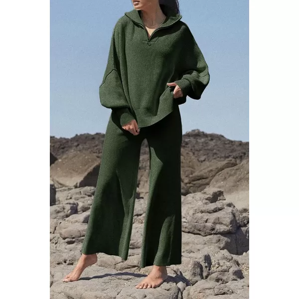 imagePRETTYGARDEN Womens 2023 Fall Pullover Oversized Sweaters Casual Long Sleeve Zip Up Collared Winter Tops BlouseArmy Green