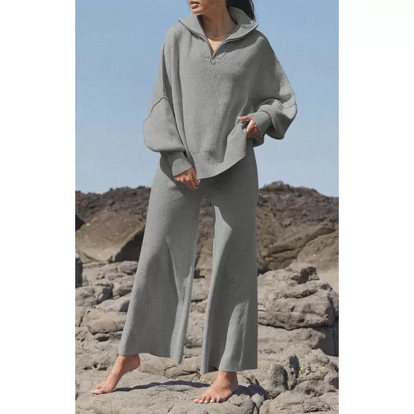 imagePRETTYGARDEN Womens 2023 Fall Pullover Oversized Sweaters Casual Long Sleeve Zip Up Collared Winter Tops BlouseGrey