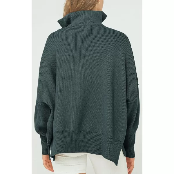 imagePRETTYGARDEN Womens 2023 Fall Pullover Oversized Sweaters Casual Long Sleeve Zip Up Collared Winter Tops BlouseGrey Green