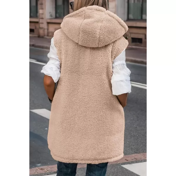 imagePRETTYGARDEN Womens 2023 Fall Reversible Vests Sleeveless Fleece Jacket Zip Up Hoodie Pockets Long Warm Winter Coat OuterwearDark Green
