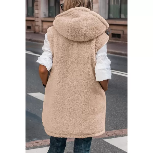 imagePRETTYGARDEN Womens 2023 Fall Reversible Vests Sleeveless Fleece Jacket Zip Up Hoodie Pockets Long Warm Winter Coat OuterwearGrey Blue