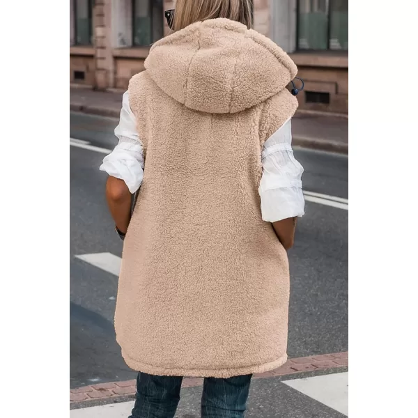 imagePRETTYGARDEN Womens 2023 Fall Reversible Vests Sleeveless Fleece Jacket Zip Up Hoodie Pockets Long Warm Winter Coat OuterwearNavy