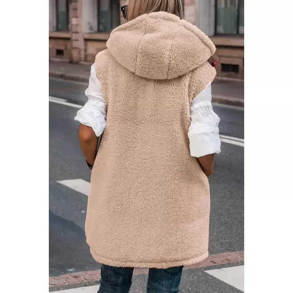 imagePRETTYGARDEN Womens 2023 Fall Reversible Vests Sleeveless Fleece Jacket Zip Up Hoodie Pockets Long Warm Winter Coat OuterwearWine Red