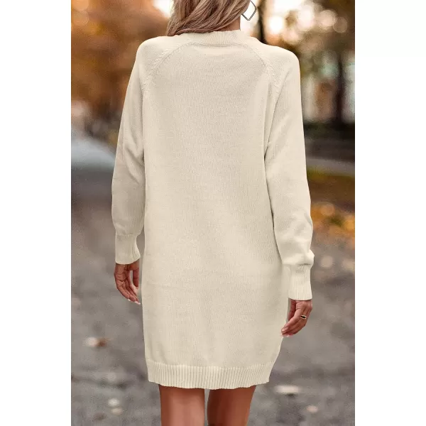 imagePRETTYGARDEN Womens 2023 Fall Sweater Dress Crewneck Long Sleeve Oversized Pullover Sweaters Casual Knit Short DressesBeige