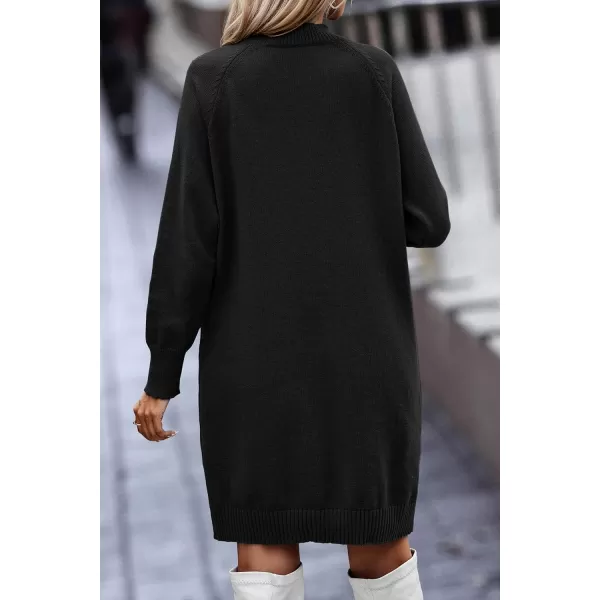 imagePRETTYGARDEN Womens 2023 Fall Sweater Dress Crewneck Long Sleeve Oversized Pullover Sweaters Casual Knit Short DressesBlack